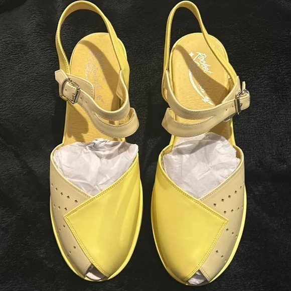 Rocket Originals Women's Yellow Vintage Sandals BNIB Size 8 Two tone yellow - Picture 2 of 9